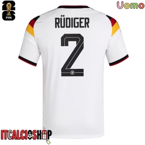 Germania Antonio Rudiger #2 Prima Maglia Mondiali 2026 Manica Corta